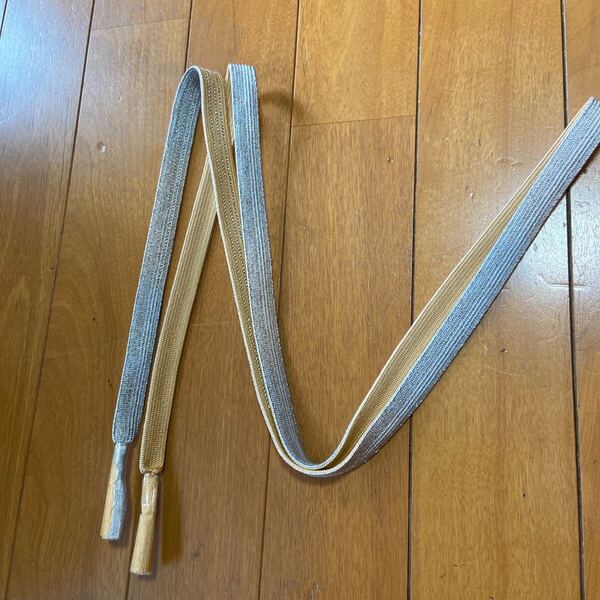 A帯締め 正絹 金糸 銀糸 肌色 リバーシブル 着物 和物 和服 和装 和風 和装小物