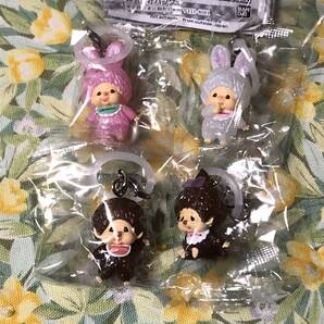 送料無 Monchhichi モンチッチ めじるしアクセサリー 4種set ガチャ/人形/セキグチ