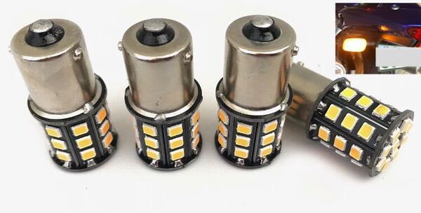 眩しい程明るい 12V車専用 LED S25 シングル球 4個セット Bau15s ピン角違い150° オレンジ(アンバー)gsx1300r ハヤブサ バイク 隼