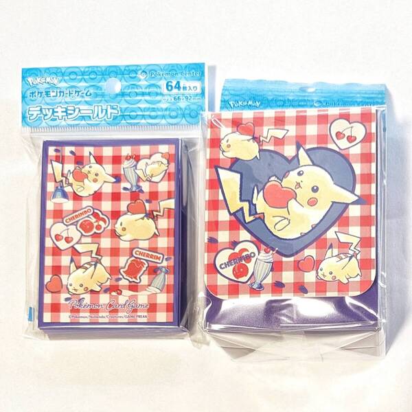 新品セット・匿名配送 ピカチュウとハート デッキケース デッキシールド ポケカ