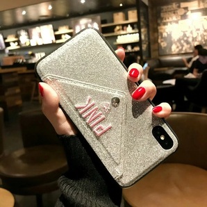 iPhone6/6s◇お手紙風スマホケース◇シルバーラメ◇ポケット付◇PINK