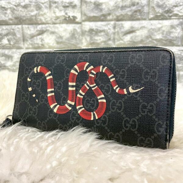 GUCCI グッチ ラウンドファスナー 長財布 キングスネーク