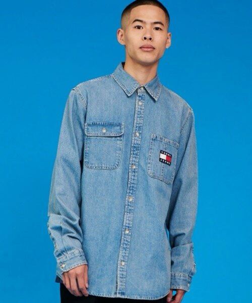 サイズS!トミージーンズ TOMMY JEANS バックグラフィックデニムシャツ