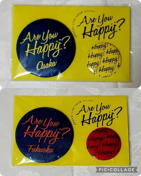 嵐 Are You Happy? 会場限定 缶バッチ 赤 黄色 2個セット 櫻井翔 二宮和也