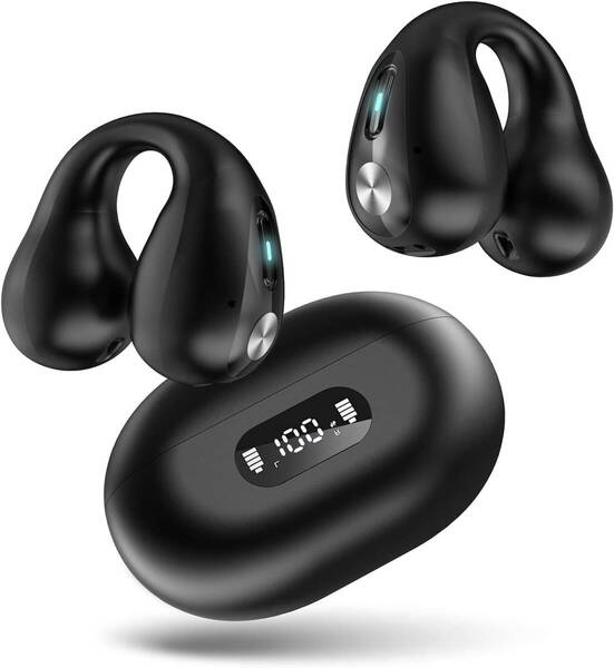 ワイヤレスイヤホン イヤホン bluetooth 小型/軽量 長時間再生 Type-C充電(04.ブラック)