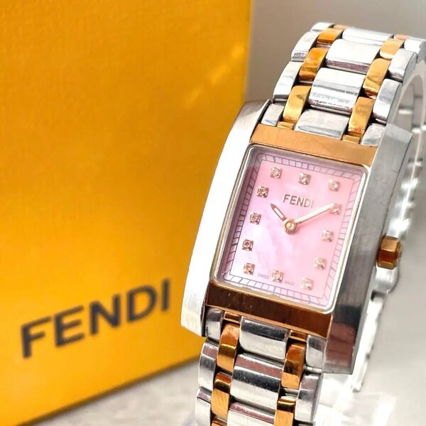 稼動品 FENDI フェンディ 7000L ピンクシェル 12Pダイヤ 腕時計