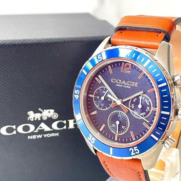 稼働品 保管品 COACH コーチ ダイバーデザイン 3点カレンダー 腕時計