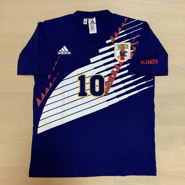 即決! 93 94 アメリカW杯 日本代表 ユニフォーム Tシャツ S アディダス キリン 勝ちT 半袖 新品 応援用 炎 ドーハの悲劇 三浦 カズ ラモス