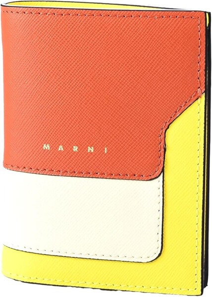 MARNI マルニ 二つ折り財布 レディース ジップ サフィアーノレザー ブラウン バイカラー PFMOQ14U13 LV520 Z619M