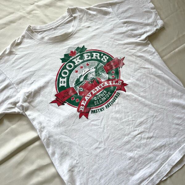 【XL】 90s ヴィンテージ Tシャツ Vintage Tee ビーバーテイルズ 企業T アニマル アート 古着 USA アメリカ 白Tシャツ Beaver Tails
