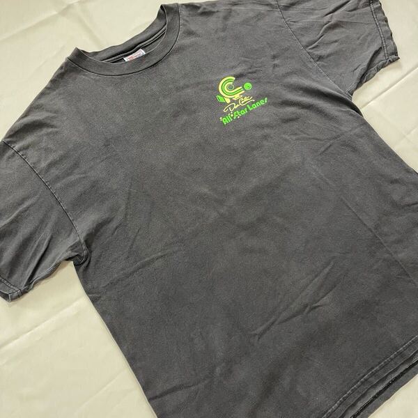 【XL】 90s ヴィンテージ Tシャツ 墨黒 企業物 ボーリング ブラック 黒 Vintage Tee アメリカ USA 古着 80s 00s 半袖 鬼フェード