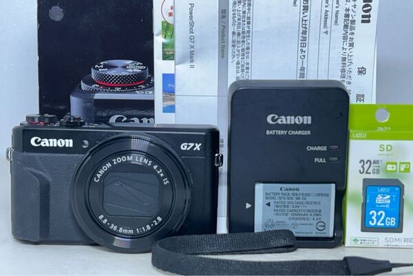 ◆極美品◆Canon キャノン PowerShot G7 X MarkⅡ コンパクトデジタルカメラ 32GBメモリ 元箱 6ヶ月動作保証