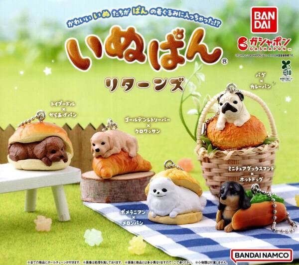 ★★★【送料込み】即決!いぬぱん リターンズ 全5種 トイプードル/ゴールデンレトリーバー/パグ/ポメラニアン/ミニチュアダックス/犬/イヌ