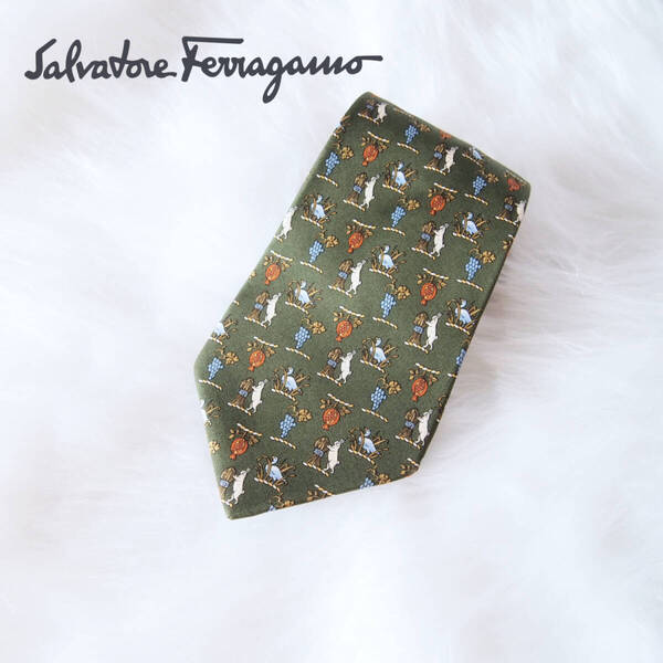Salvatore Ferragamo ネクタイ/シルク/GR/総柄/メンズ フェラガモ ネクタイ