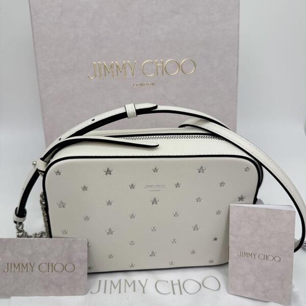 【新品】JIMMY CHOO ジミーチュウ ショルダーバッグ ララバイ スタースタッズ チェーン レザー ホワイト 白
