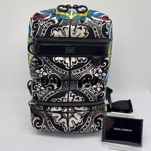 【未使用級】DOLCE&GABBANA ドルチェアンドガッバーナ ドルガバ ボディバッグ マヨリカプリント DGロゴプレート ナイロン