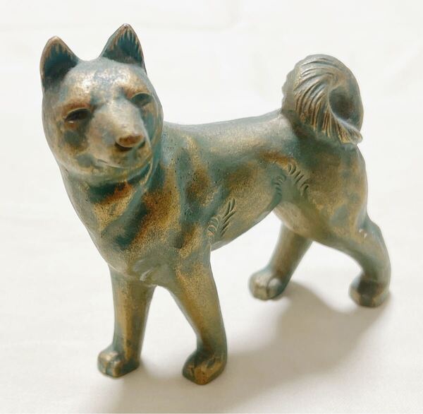 美術金属工芸品 銅製 日本犬 柴犬 秋田犬 干支 戌 置物 飾物