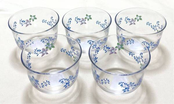未使用 日本製 石塚硝子ガラス 花おり冷茶グラス コップ5客セット