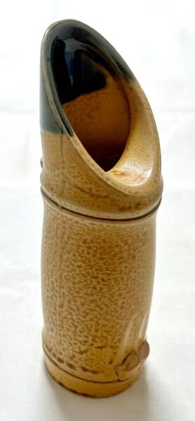 陶磁器 竹型 花瓶 一輪挿し 花器 フラワ-ベ-ス