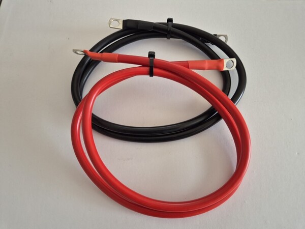 1m KIV赤黒2本 14SQ 6AWG バッテリーケーブル 8㎜端子接続防水加工済み (600 V 115A)管理番号758