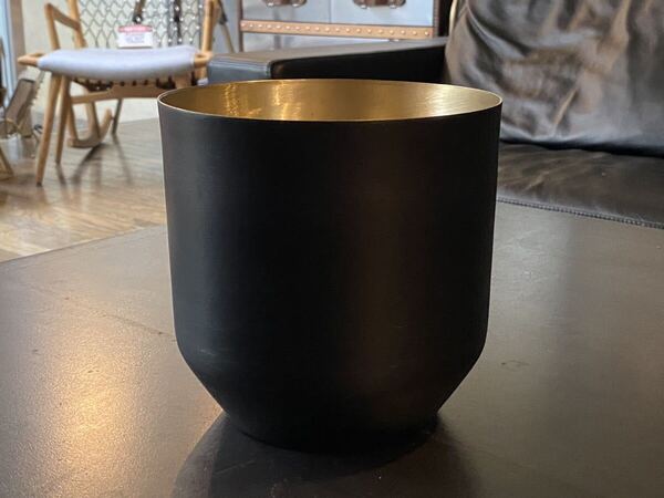 アイアン フラワーポットM/φ17cm/black×brass(フラワーベース,多肉植物,ミッドセンチュリー,ビンテージ,USA,花瓶,50s,40s.30s,オブジェ