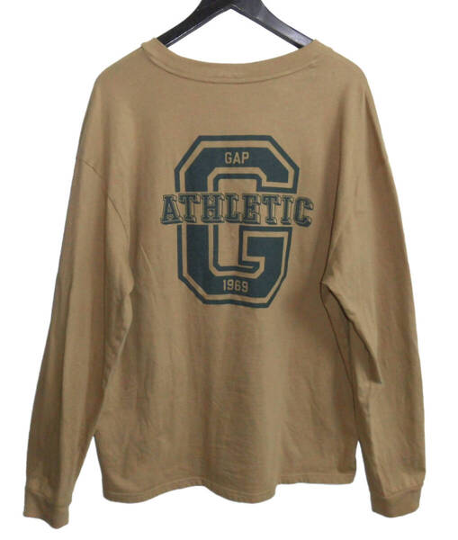 Λ極美品 GAP ギャップ 24AW バックプリント ロングスリーブ Tシャツ L 長袖 カーキ