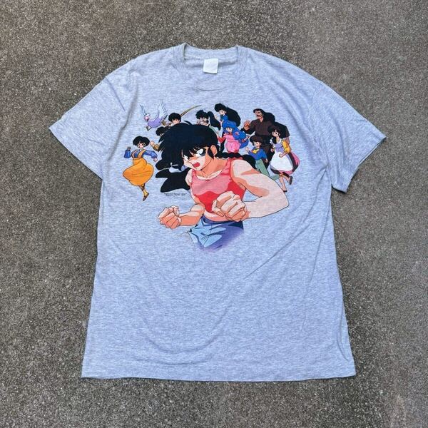 希少 90s らんま1/2 アニメTシャツ ヴィンテージ 全員集合 ranma グレー USA製 ビッグサイズ 半袖Tシャツ マンガ アニメ XLサイズ相当