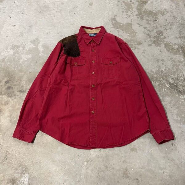 90s Ralph Lauren シューティングシャツヴィンテージ ワークミリタリー レッド 赤 ワーク系 ジャケット オーバーサイズ 80s XL