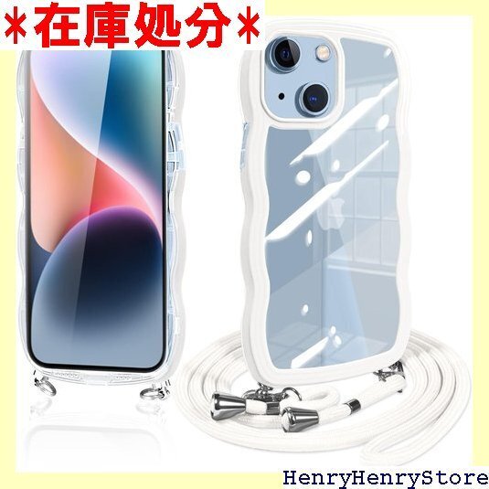 iPhone14 ケース ショルダー クリア ipho いい 韓国 薄型 耐衝撃 アイフォン14/13 ホワイト 959
