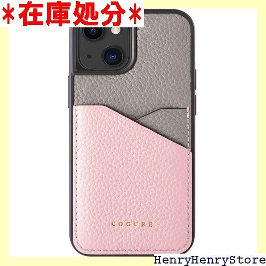 COGURE コグレ iPhone14 ケース 本革 ゃれ ギフトボックス付き COPC2 グレージュ+ピンク 1220