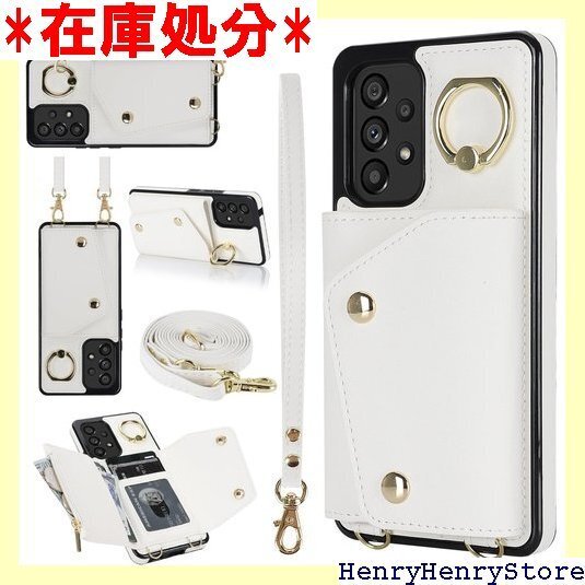 サムスンGalaxy A53 5Gケース 手帳型 PU SCG15携帯カバー 肩がけ 首掛け 斜め掛け-ホワイト 1296