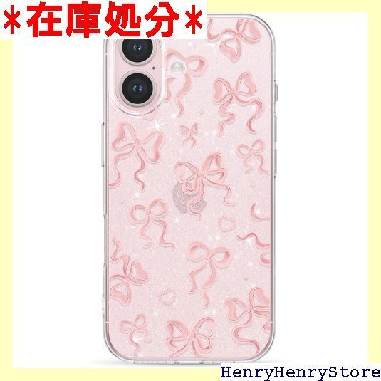 ZTOFERA iPhone 16 Plus用クリア us 薄い ケース 女子 女性 携帯カバー ピンクリボン 2385
