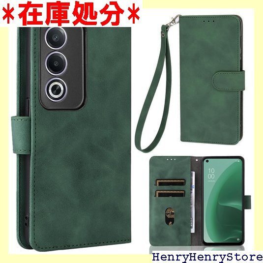 OPPO A3 5G ケース 手帳型 ストラップ 一本 ース つや消し 落ち着いた色 ダークグリーン エメラルド 2460