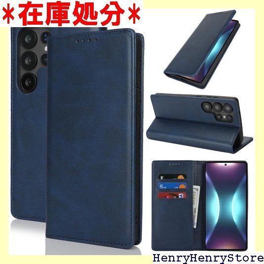 galaxy s25 ultra ケース 手帳型 ギャ 手帳型 カードスロット、キックスタンド レザー ネイビー 2501