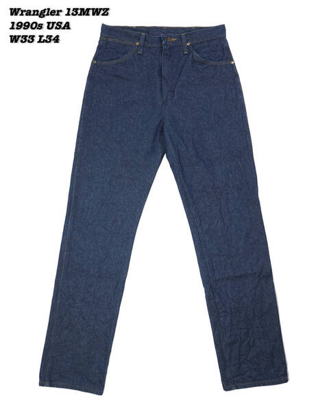 Wrangler 13MWZ INDIGO DENIM PANTS USA 1990s W33 L34 WR24025 ラングラー デニムパンツ ジーンズ インディゴ アメリカ製 1990年代 濃紺
