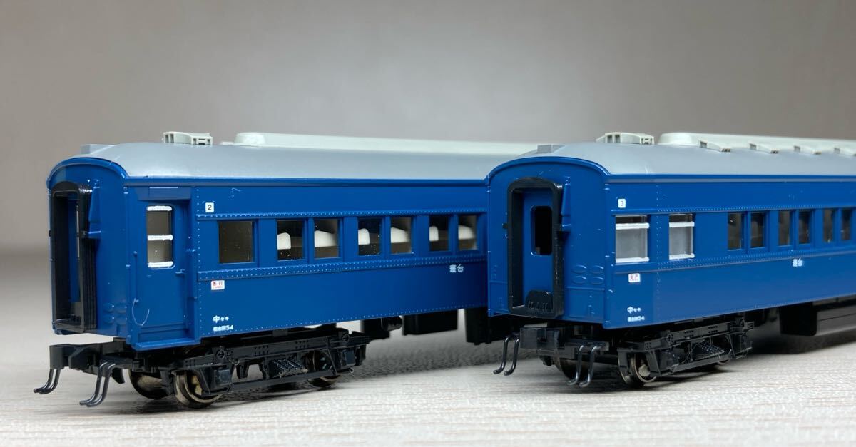 KATO スハ45、スハフ44 LED照明付き*北海道型 青色 旧型客車 KATO/スハフ44 スハ45 純正室内灯つき 北海道型 青色 旧型客車