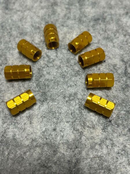 ゴールド 六角形 タイヤエアバルブキャップ 8個セット 即購入OK
