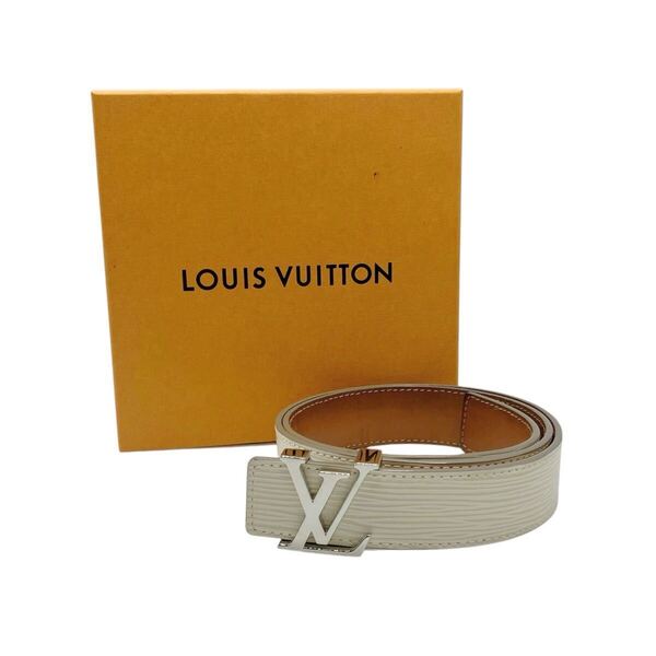 【良品】ルイヴィトン LOUIS VUITTON エピ ベルト M9605 サンチュール LVイニシアル 75/30 ホワイト 白 レザー