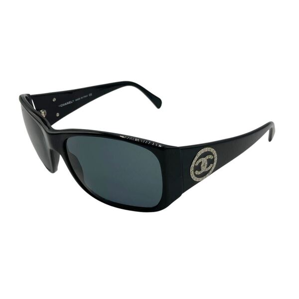 【良品】シャネル CHANEL 5083-H ココマーク サイドロゴ フェイクパール サングラス アイウェア ブラック