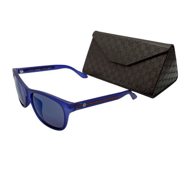 【良品】グッチ GUCCI GG3735F/S インターロッキングG シェリーライン ラバー サングラス アイウェア ブルー ブラック