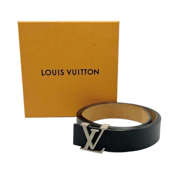 【美品】ルイヴィトン LOUIS VUITTON M9232 ベルト サンチュール LVイニシアル 80/32 レザー メンズ ブラック