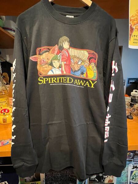 【限定】千と千尋の神隠し SPIRITED AWAY ロンT 黒 XL ステッカー付 宮崎駿 ジブリ anime アニメ vintage 袖プリント