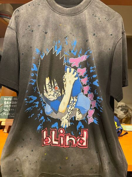 【海外ブート】NARUTO × blind パロディTシャツ 呪印サスケ XL / geeks rule