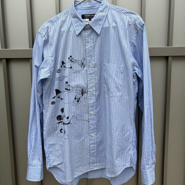 コムデギャルソンオムドゥ COMME des GARCONS HOMME DEUX AD2020 20AW キャラクタープリントストライプシャツ メンズ M