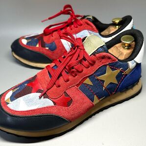 【即決】★美品★ VALENTINO GARAVANI 42 メンズ 26.5cm程度 イタリア ヴァレンティノガラヴァーニ スニーカー 星 スタッズ 靴 くつ 赤 青