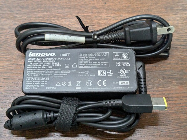 Lenovo 純正 45W 20v 2.25A ACアダプター /角型コネクタ-