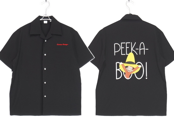 即決■★Curious George★■おさるのジョージ オープンカラーシャツ:SIZE=L