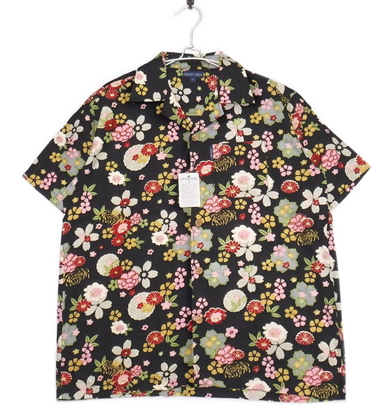 即決■★CRAZY BOY★■和柄アロハシャツ:SIZE=L