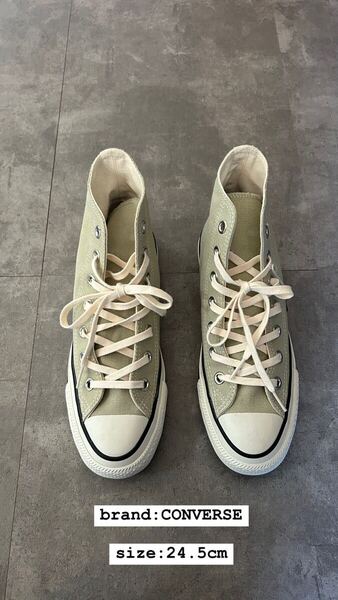 コンバース CONVERSE スニーカー 24.5cm 靴 オールスター ハイカット ミントグリーン ピスタチオカラー 緑 シンプル 美品