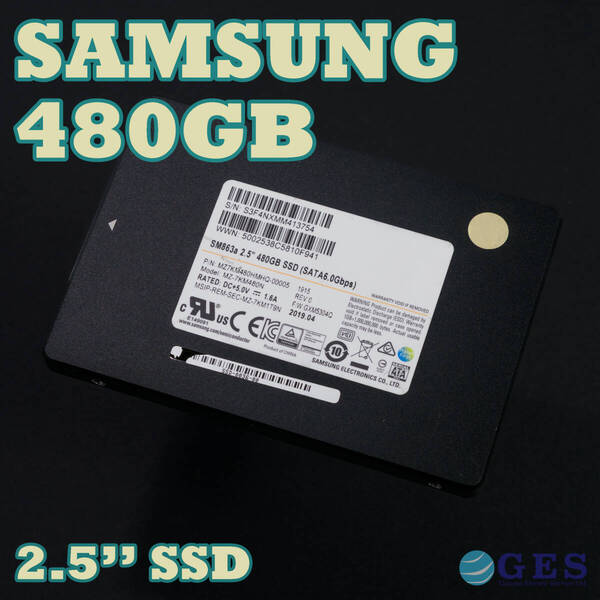【480-903】SAMSUNG 2.5インチSSD 480GB MZ7KM480HMHQ-00005 SATA3 7mm厚【動作中古品/送料込み/Yahoo!フリマ購入可】